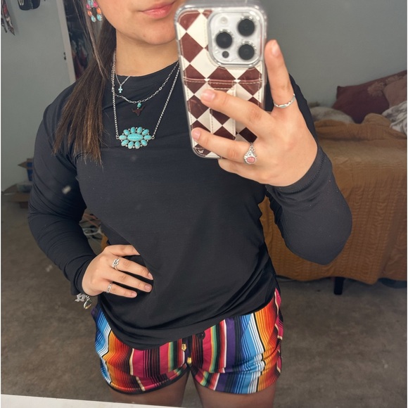 Serape Drawstring Everyday Shorts - Picture 2 of 5